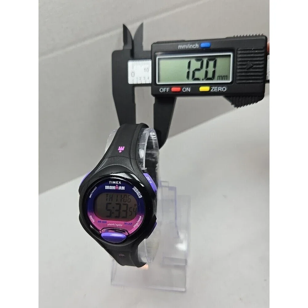 Timex Ironman Womens 36mm 30 Lap Indiglo Digital Purple Black WR 50M New Battery